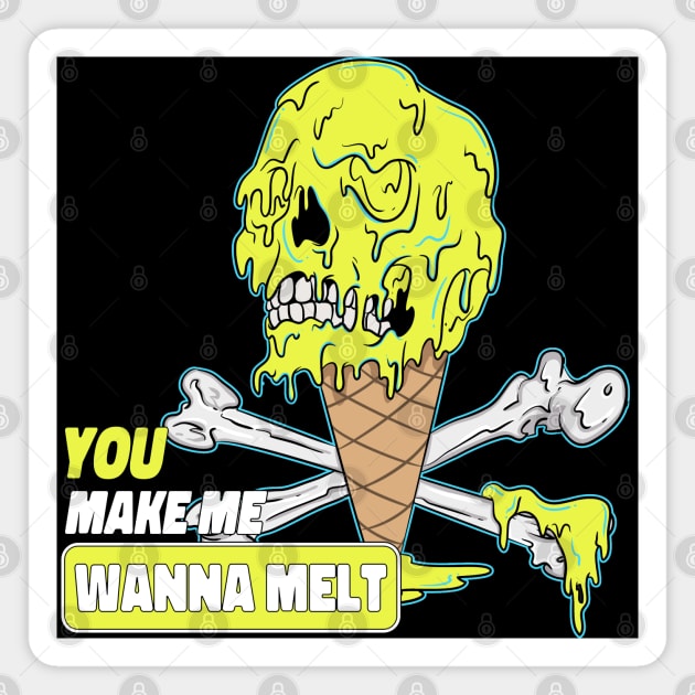 Make Me Melt Dripping Ice Cream Skull Magnet by Trendy Black Sheep